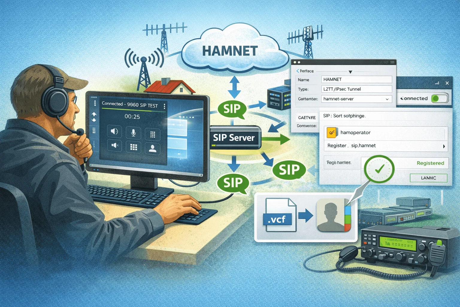 Setting up HAMSIP telephony on the PC – step-by-step