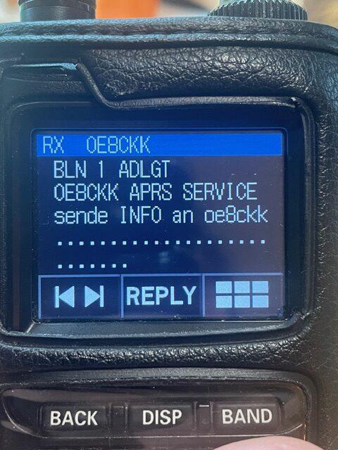 APRS Nachricht am Funkgeraet