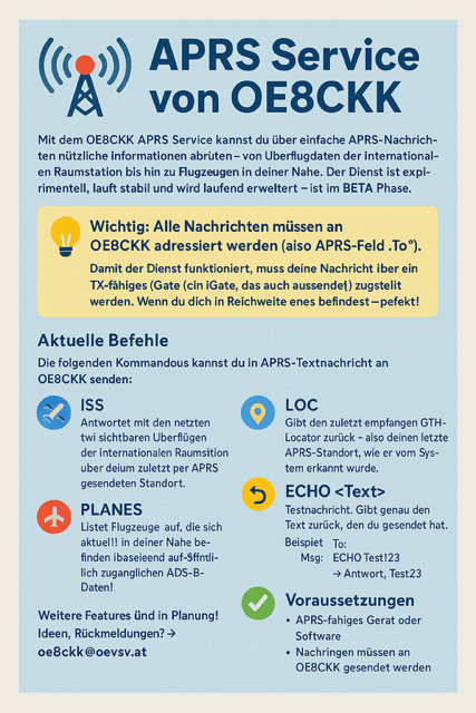 OE8CKK APRS Service - Befehlsuebersicht