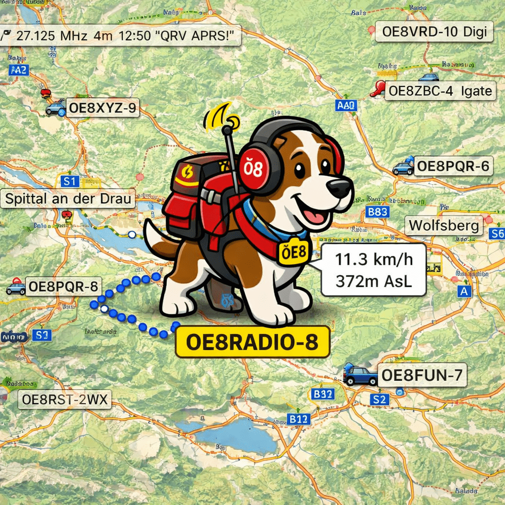 Der OE8RADIO-Hund läuft durch Kärnten – APRSRunner: Bau dir deinen eigenen APRS-Läufer