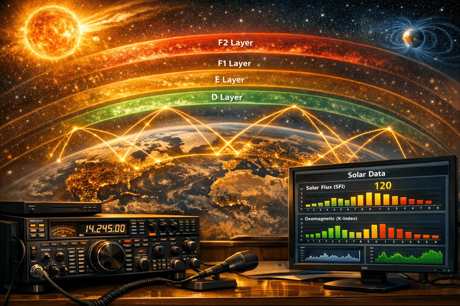 Ausbreitungsbedingungen verstehen: SFI, K-Index, A-Index erklärt