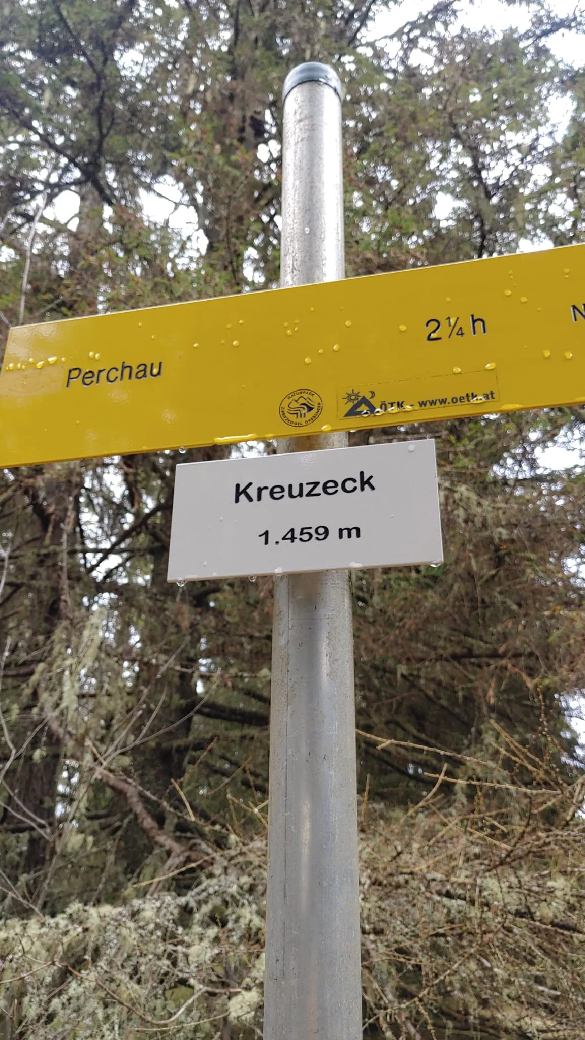 Gipfelschild Kreuzeck 1459 m