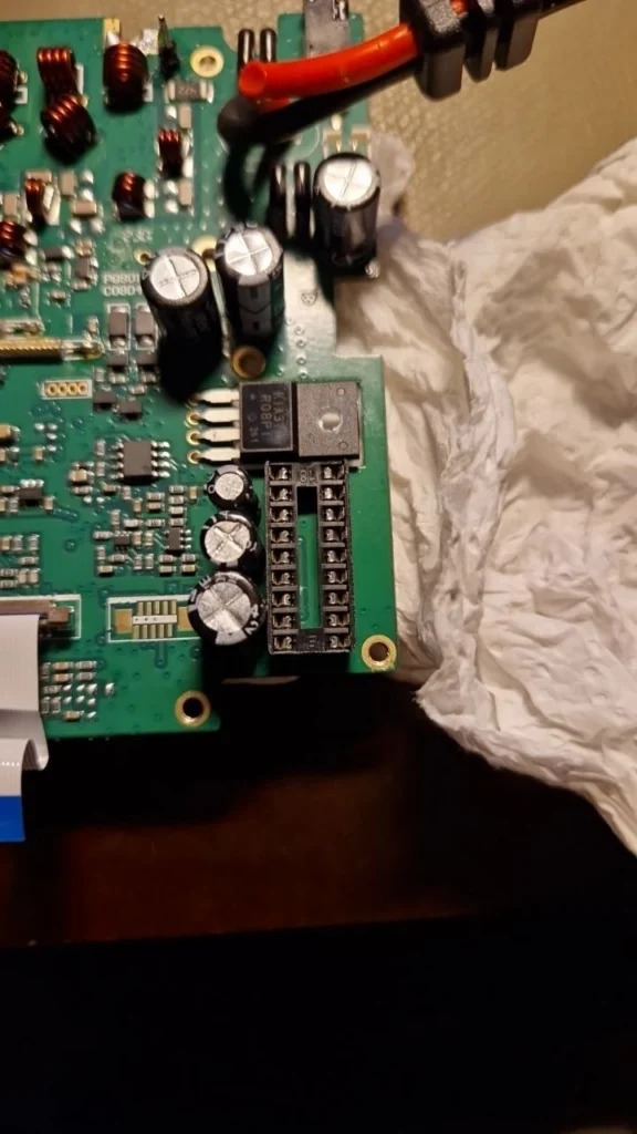 PCB after desoldering the audio amplifier