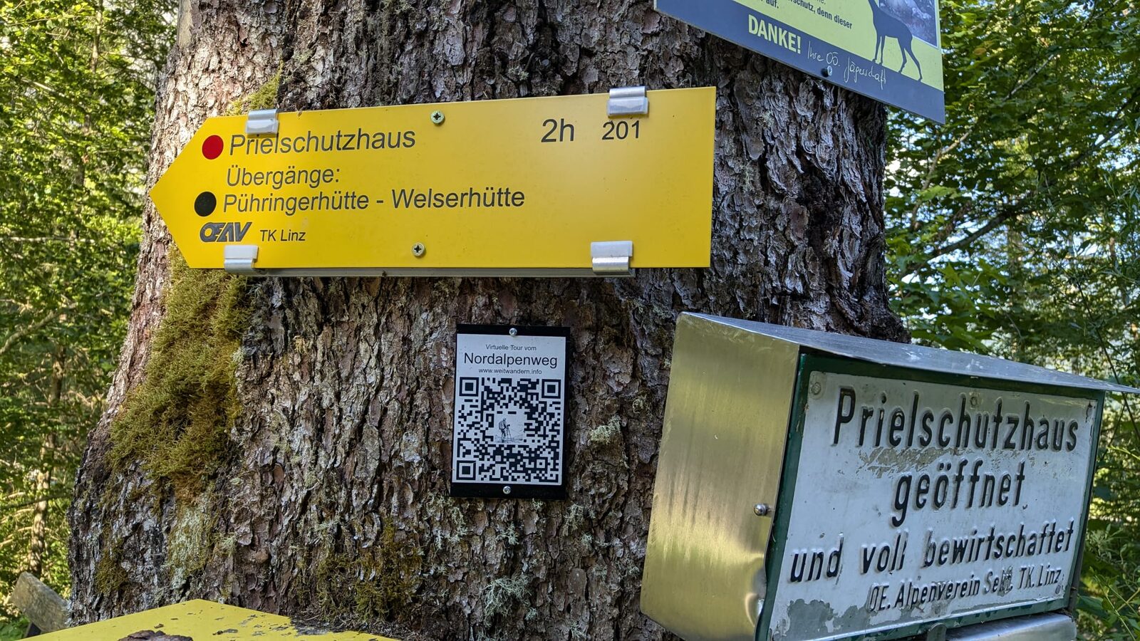 Hinweisschild zum Prielschutzhaus